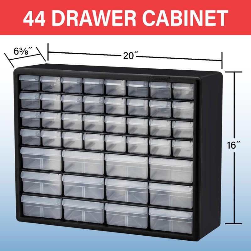 Akro-Mils 44-Drawer Plastic Drawer Storage Cabinet for Garage Organization, Bead Organizer, Building Bricks Storage, Teacher Toolbox, Makeup Organizer, 20" W x 6" D x 16" H, 10144 Yellow - Image 2